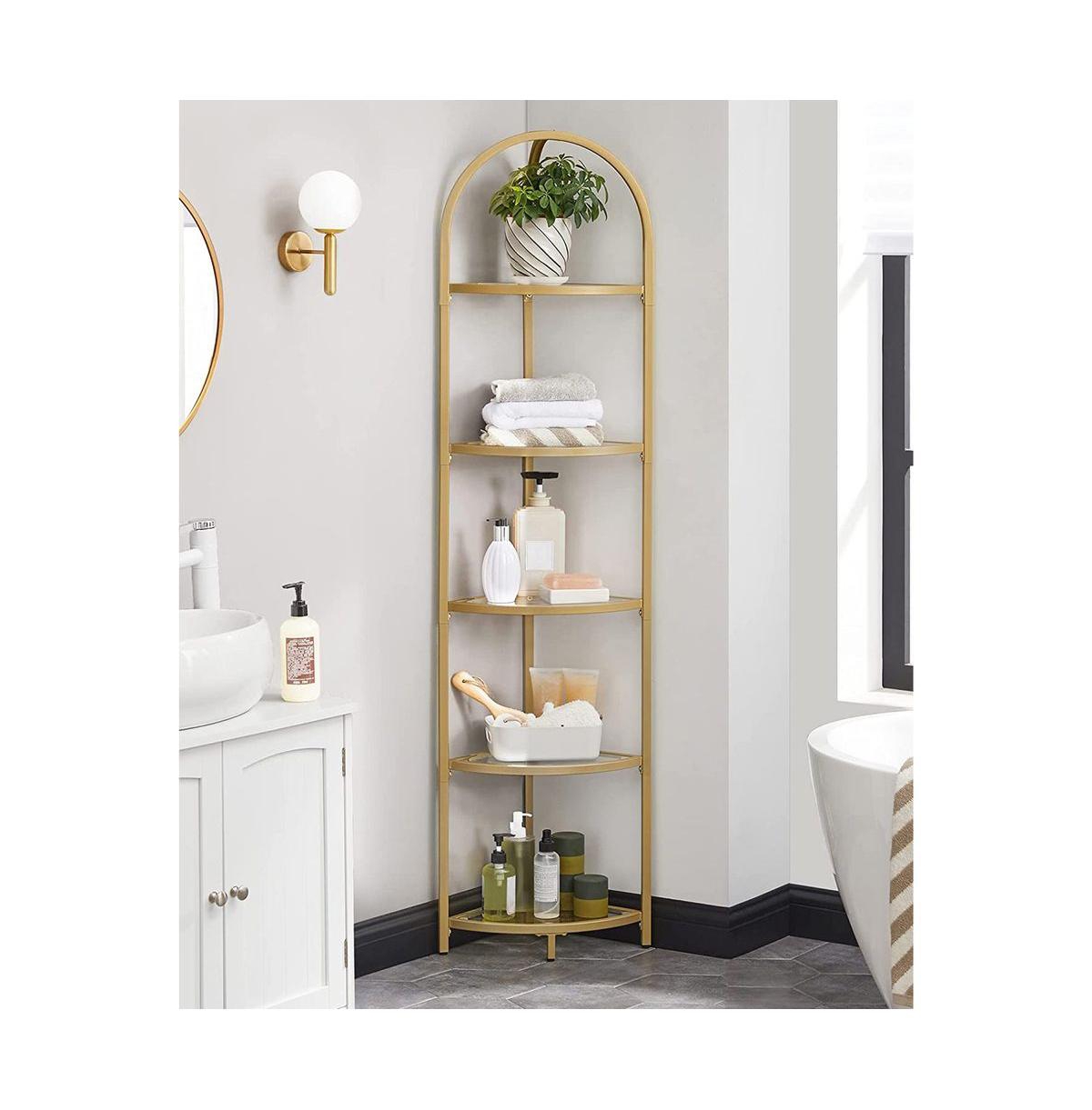 Slickblue Corner Shelf, 5 Tier Corner Bookshelf,tempered Glass Shelves, Modern Style