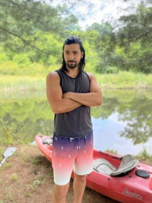 Men's 7" Compression Liner Stretch Swim Trunks UPF 50+