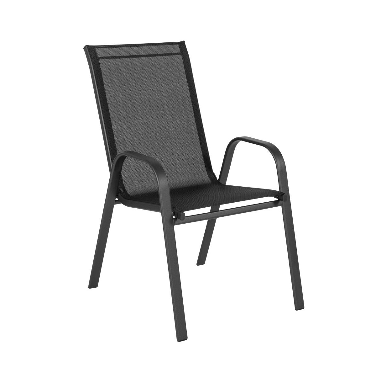 Merrick Lane Bardwell 7 Piece Outdoor Dining Table Set For 6 With Glass-Top Patio And Stack Chairs Flex Comfort Material