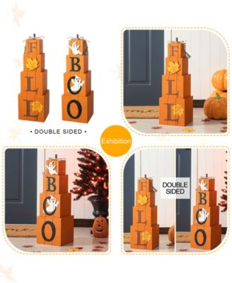 25.5"H Halloween and Fall Wood Reversible Boxed Porch Decor