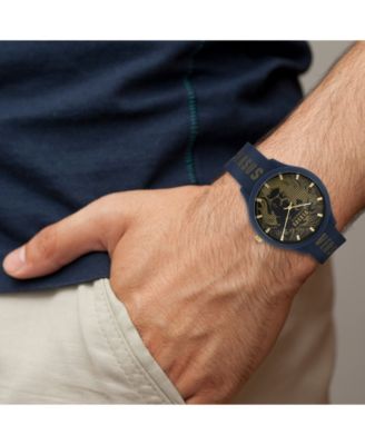 Men's Domus Quartz Blue Silicone Strap 44mm