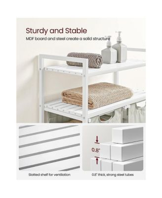 Laundry Hamper, Laundry Sorter With 2 Pull-out And Removable Bags, 2 Shelves, For Laundry Room