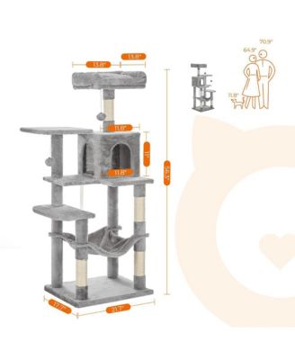 Cat Tree, Cat Tower, Cat Condo With Scratching Posts, Hammock, Plush Perch, Cat Activity Center