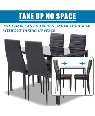 5 Piece Dining Table Set for 4 Glass Dining Table and 4 Chairs Black