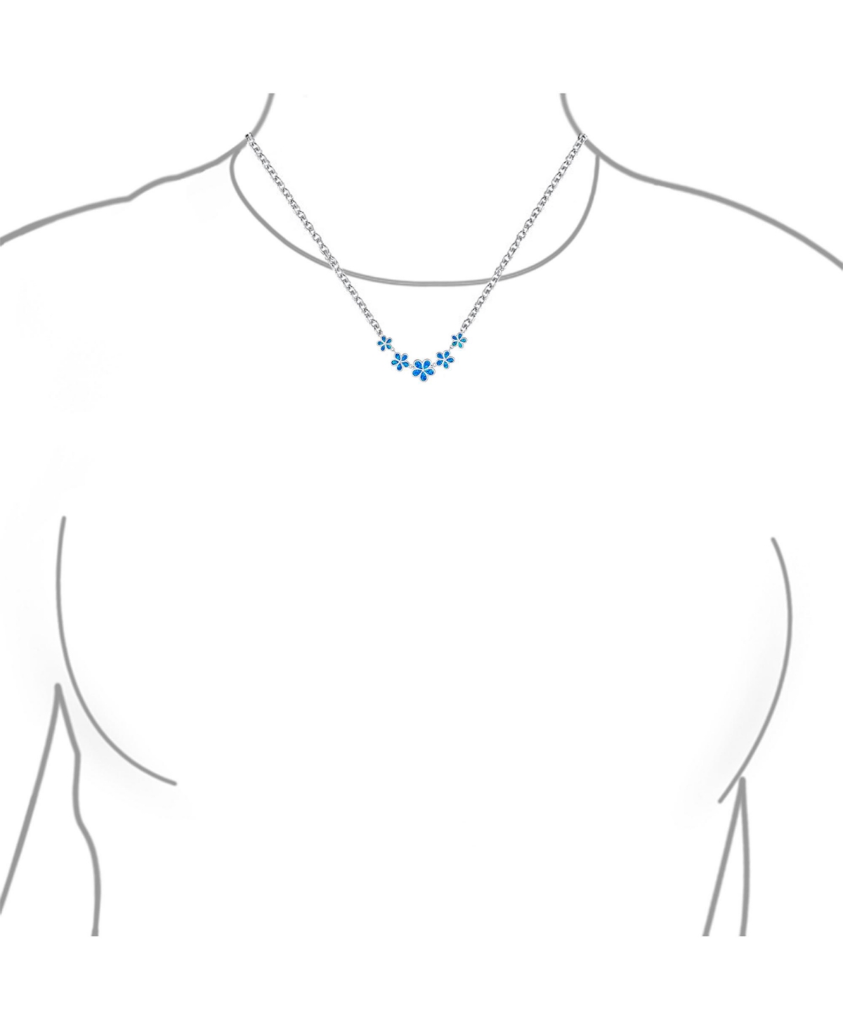 Bling Jewelry Statement SyntheticOpal Multi 5 Plumeria Hawaiian Flower Collar Necklace For Women Sterling Silver - Blue