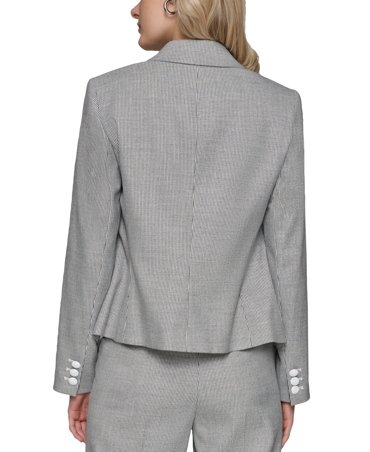 Karl Lagerfeld Paris Women's Pinstripe Double-Breasted Blazer - Black  Soft White