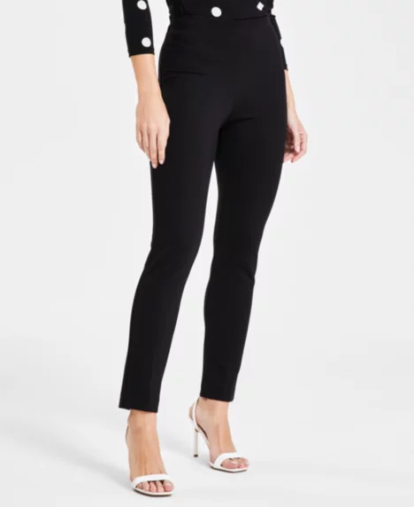 Petite Pull-On Compression Slim Ankle Pants - Anne Black