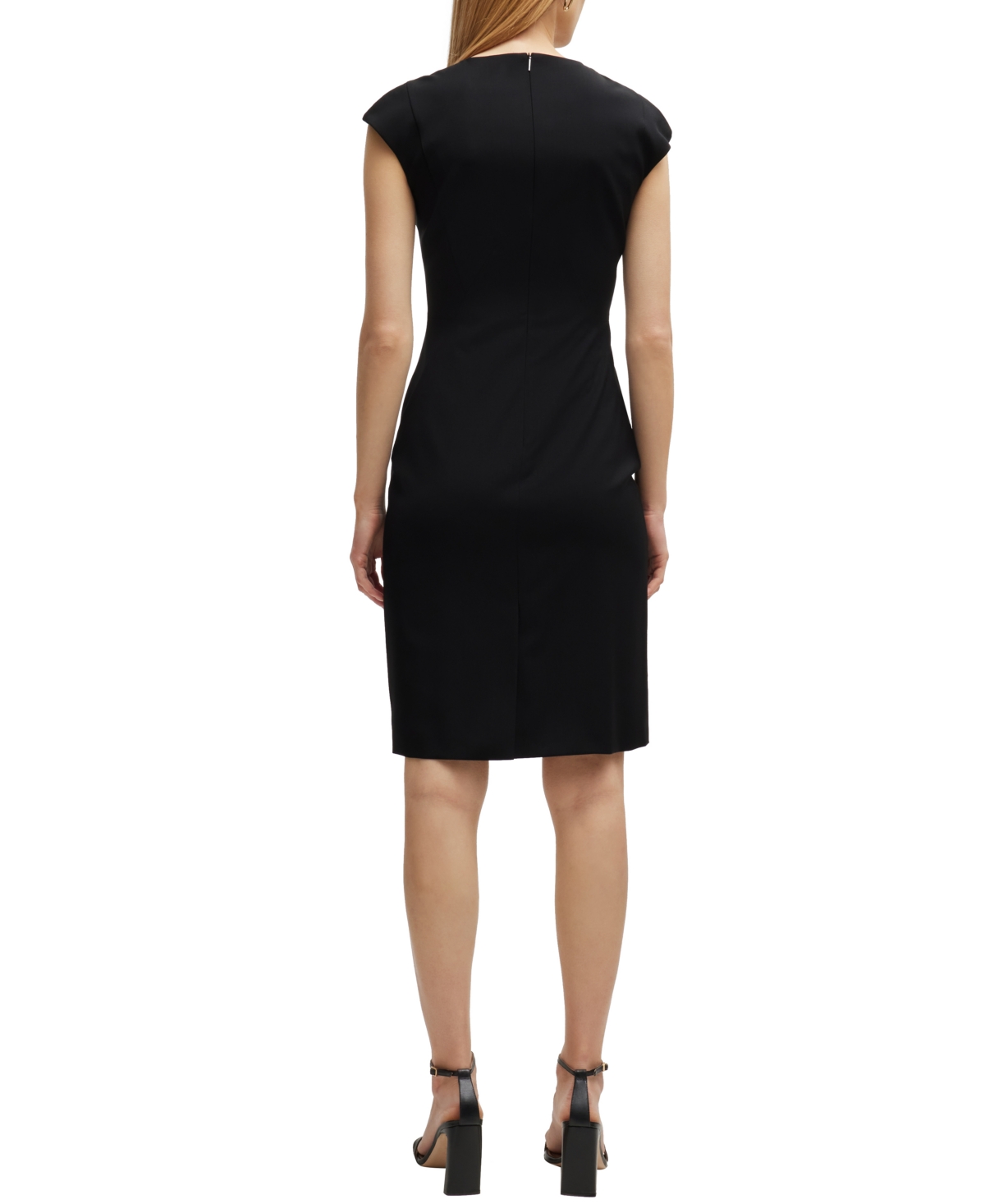 Shop Hugo Boss Boss By  Women's Wool Cap Sleeve Slim-fit Dress In Black