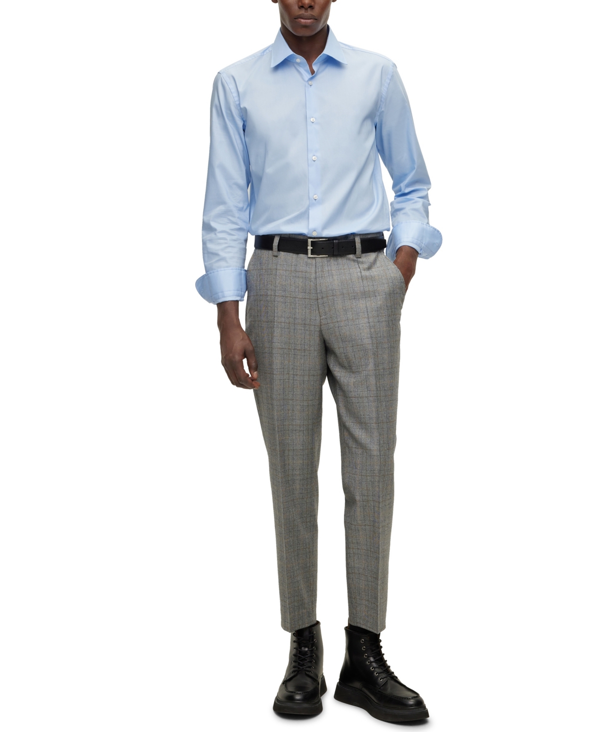 Shop Hugo Boss Boss By  Men's Easy-iron Slim-fit Dress Shirt In Light,pastel Blue