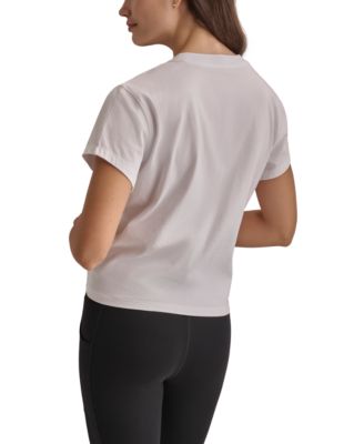 Women's Cotton Stud Logo Knot-Front T-Shirt