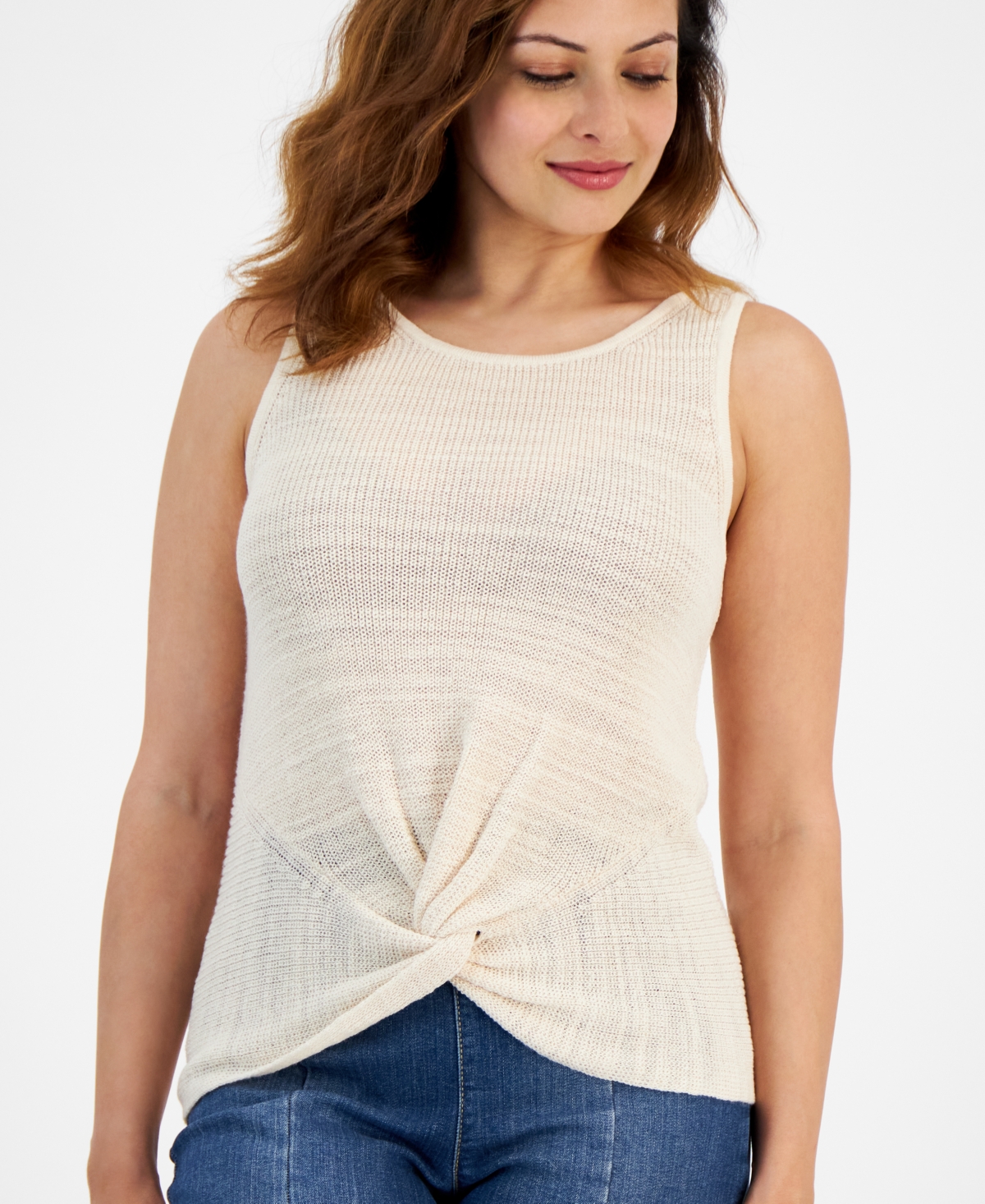 I.n.c. International Concepts Petite Twist-Front Sweater Tank Top, Created for Macy's