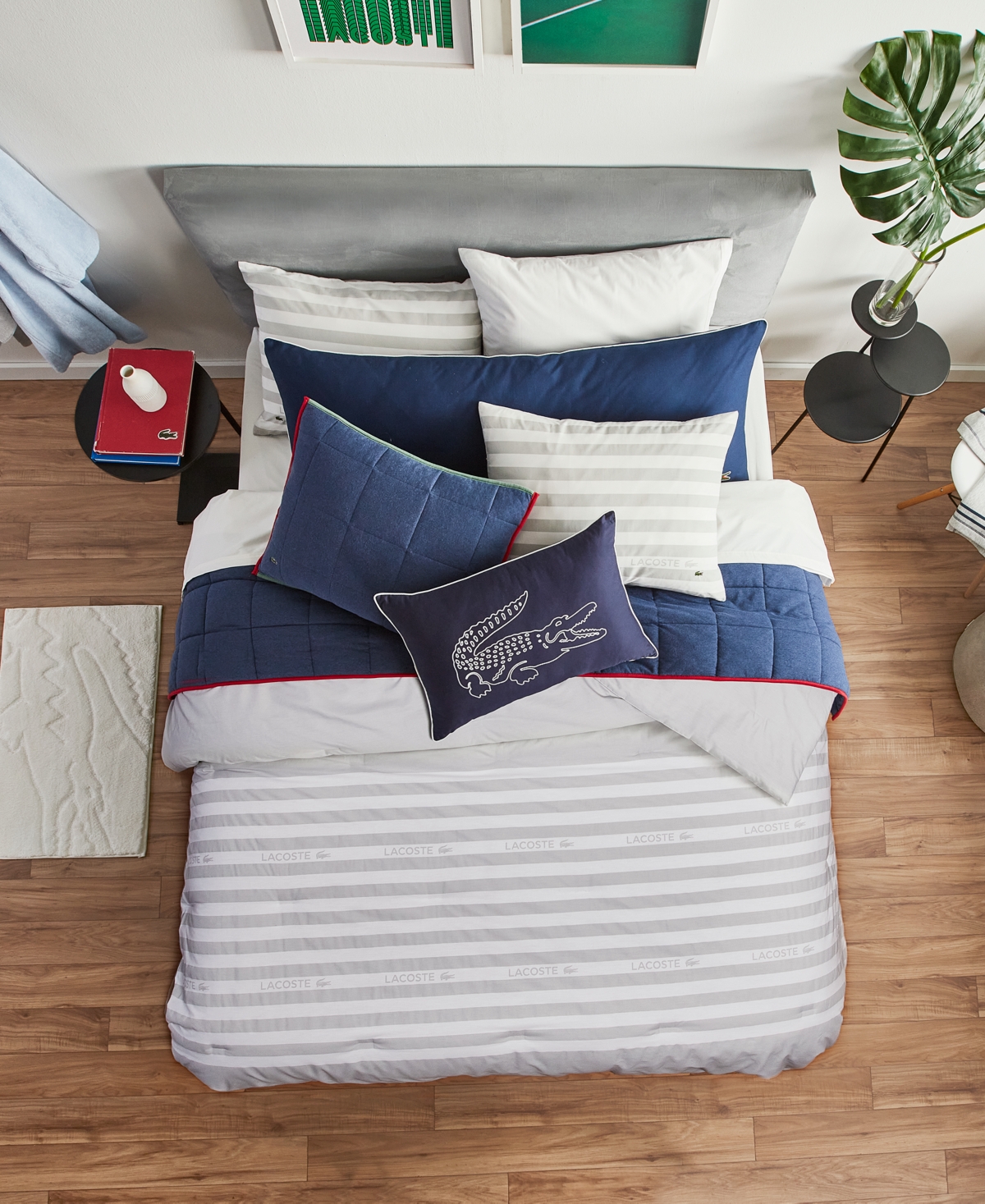 Lacoste Home Court Stripe 3-Pc. Comforter Set,