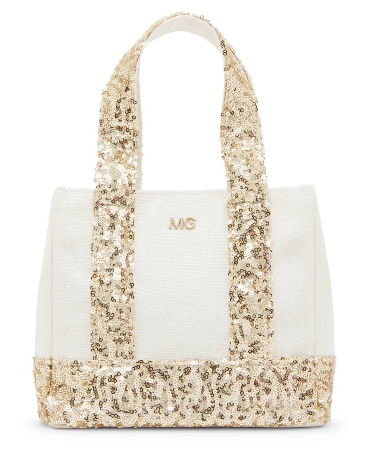 Kenzie Canvas Mini Tote with Sequins - White