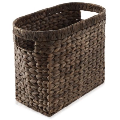 Magazine Holder Basket with Handles - Oval Seagrass Storage Bin for Bathroom, Home Office