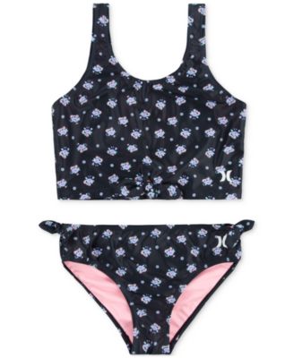 New! Girl's HURLEY 2 Piece Tankini Palm Tree Swimsuit 10/12