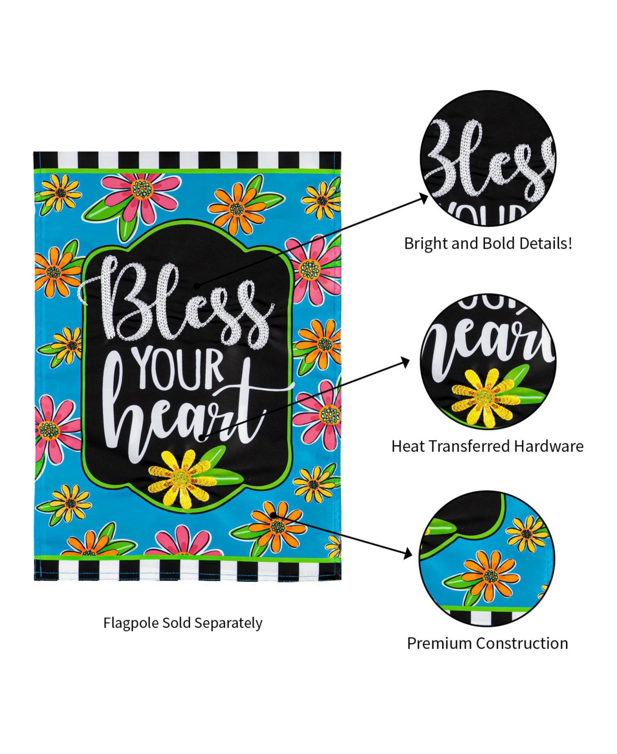 Evergreen Floral Blessings Garden Applique Flag Indoor Outdoor Decor