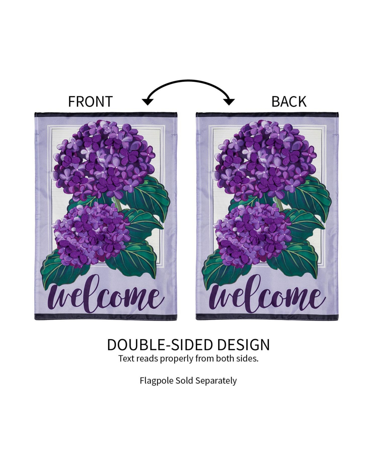 Evergreen Hydrangea Welcome Garden Applique Flag 12.5 x 18 Inches Indoor Outdoor Decor