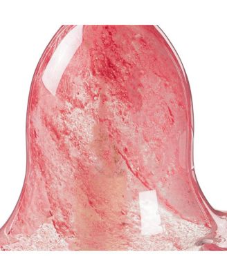 Art Glass Speckle Pink Floral Shaped Bell Chime- 7 x 7 x 7 Inches Outdoor Decor