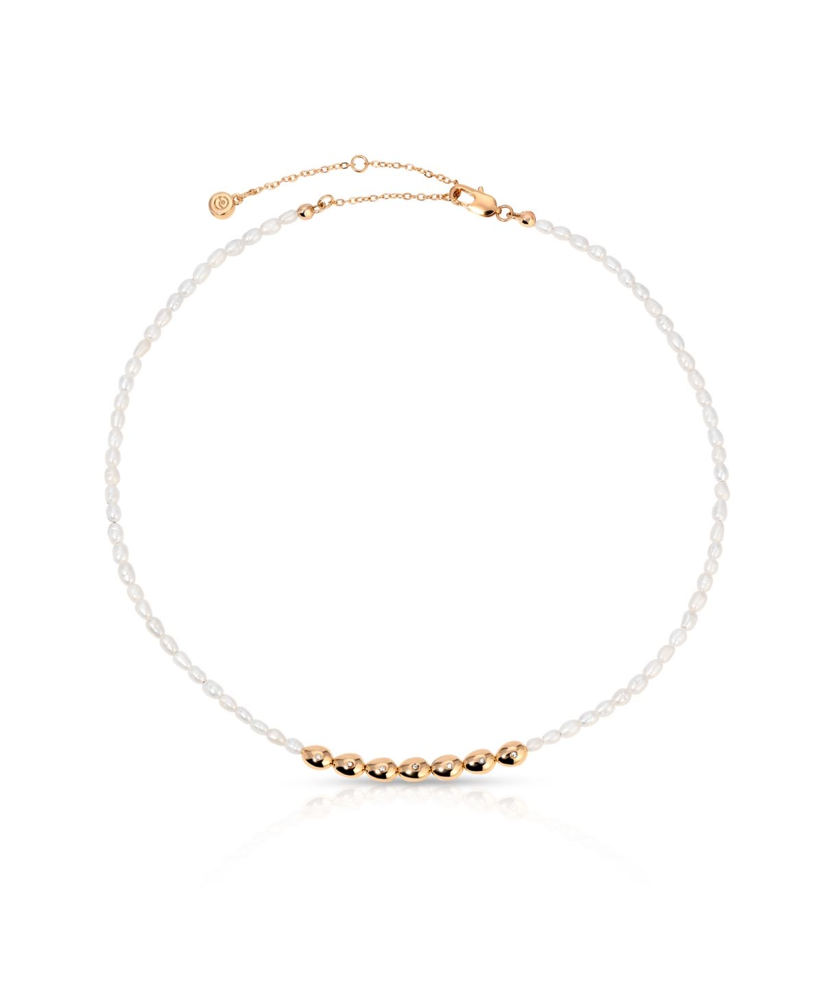 Freshwater Pearl Polished Pebble Beaded Necklace - Gold
