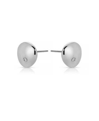 Polished Pebble Single Crystal Stud Earrings