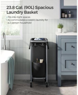 Laundry Basket with Wheels, Rolling Laundry Hamper, emovable Liner, Steel Frame with Handle, Blanket Storage