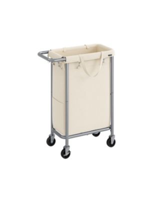 Laundry Basket with Wheels, Rolling Laundry Hamper, emovable Liner, Steel Frame with Handle, Blanket Storage