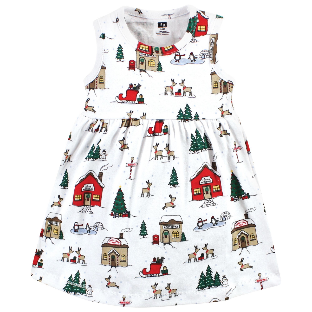Hudson Baby Baby Girls Cotton Dress and Cardigan Set,- North pole