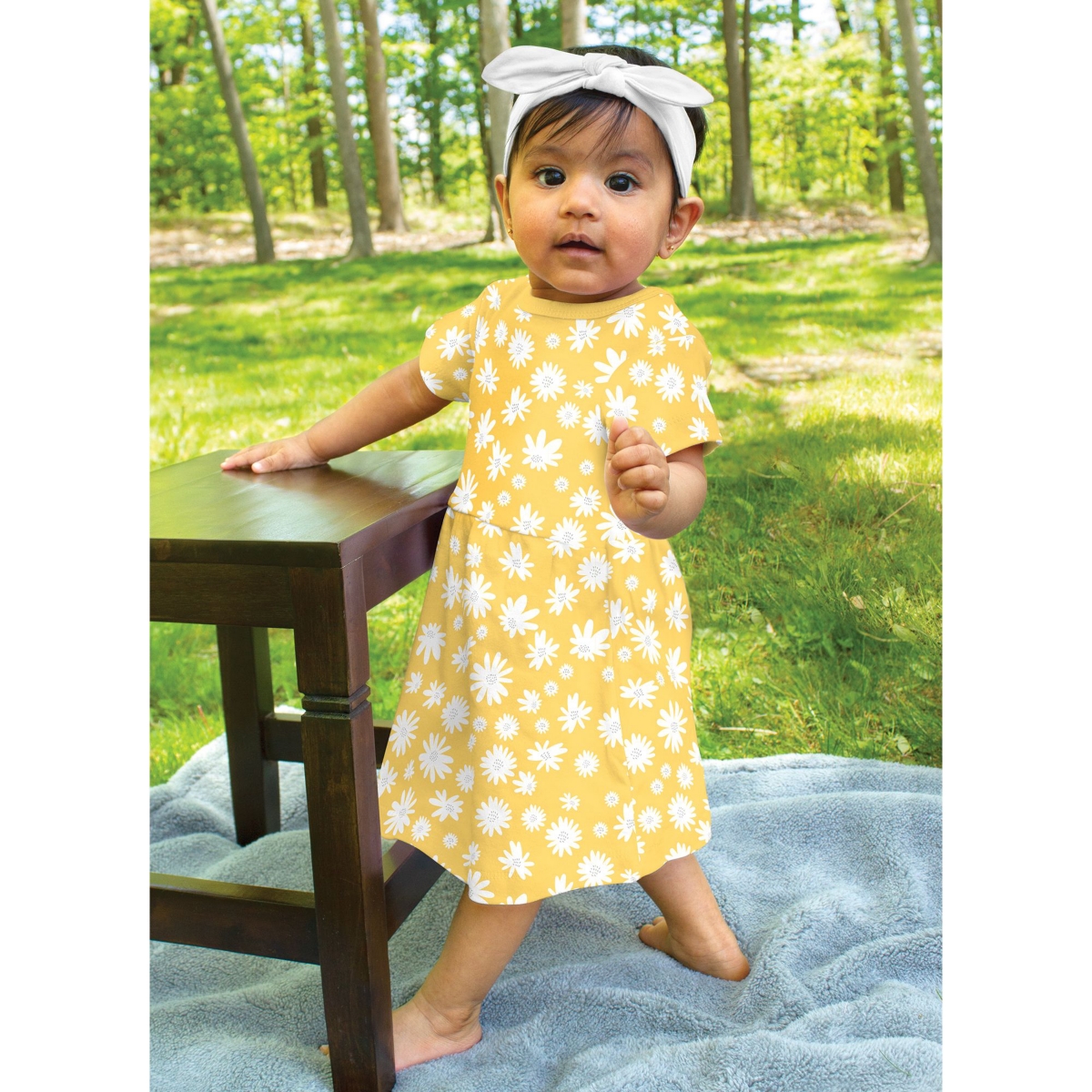 Hudson Baby Baby Girls Cotton Short-Sleeve Dresses 2pk,- Yellow daisy