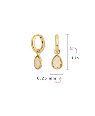 Dainty Natural Aquamarine Teardrop Huggie Drop Earrings .925 Sterling Silver