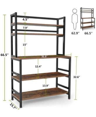 Bakers Rack with Hutch – 5-Tier Freestanding Kitchen Organizer Shelf for Microwave, Spices, Pots & Pans