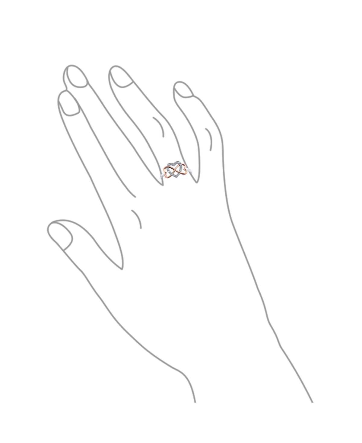 Bling Jewelry Two Tone Pave Cz Accent Cubic Zirconia Crossover Intertwined Infinity Heart Promise Ring For Women Rose Gold Plated Sterling Silver - Ro