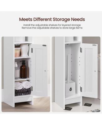 Corner Bathroom Floor Cabinet with Doors and Shelves for Compact Storage