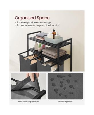 Laundry Hamper, Laundry Sorter With 2 Pull-out And Removable Bags, 2 Shelves, For Laundry Room