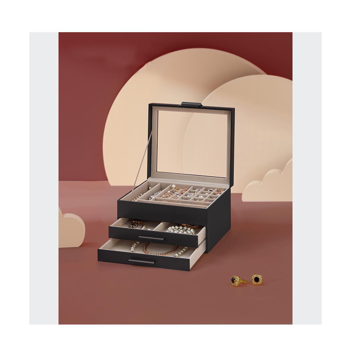 Slickblue Jewelry Box With Glass Lid, Multi-layer Organizer, For Big And Small