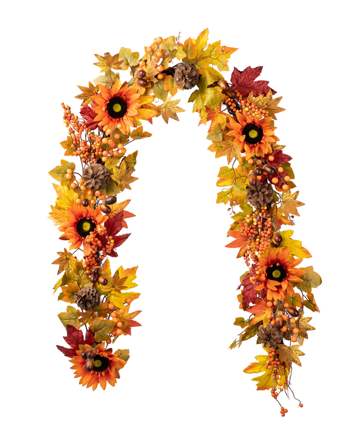 6ft Fall Sunflower, Maple Leaf and Berry Garland - Multi
