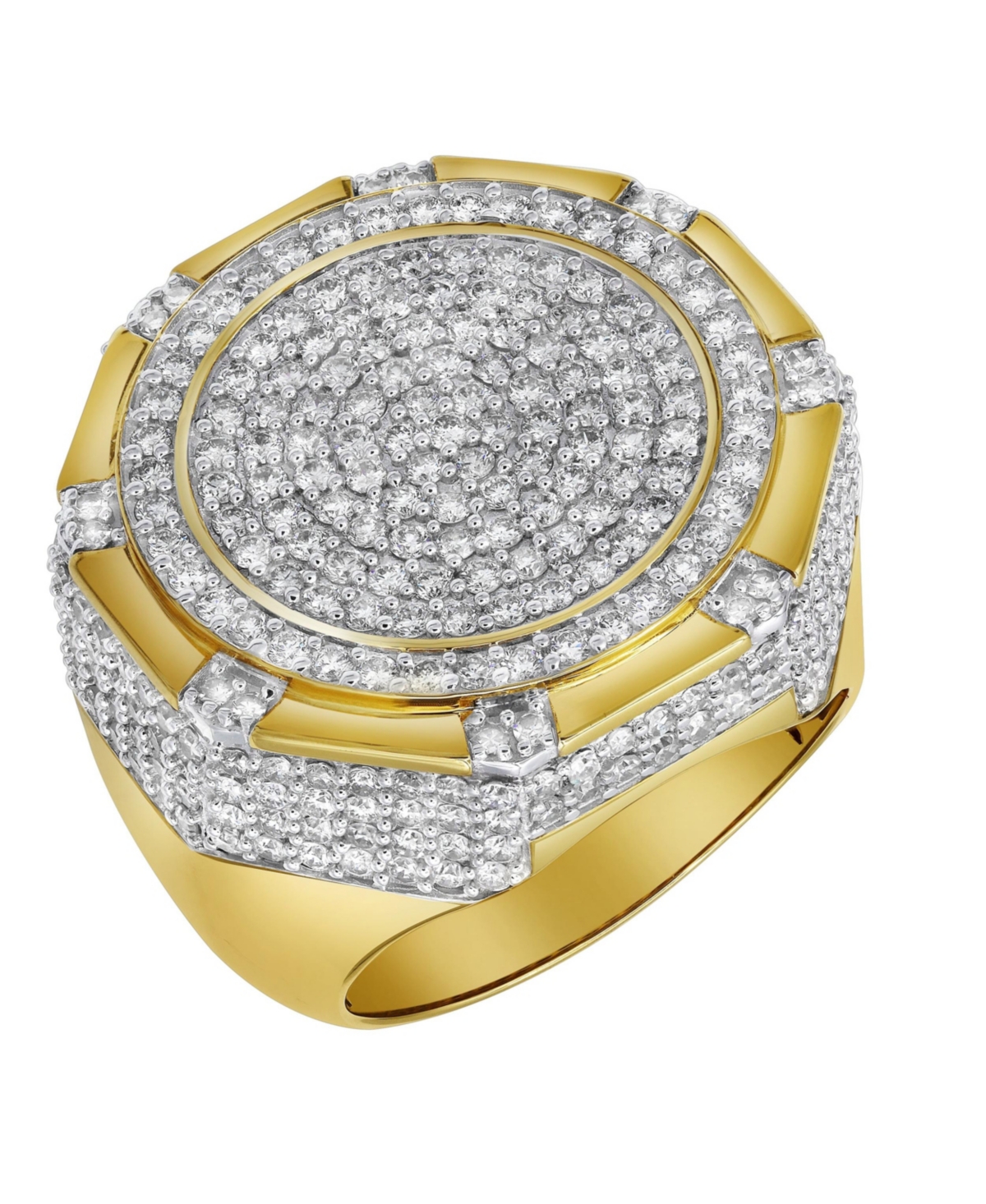 King of Kings Natural Certified Diamond 3.2 cttw Round Cut 14k Yellow Gold Statement Ring for Men - Yellow