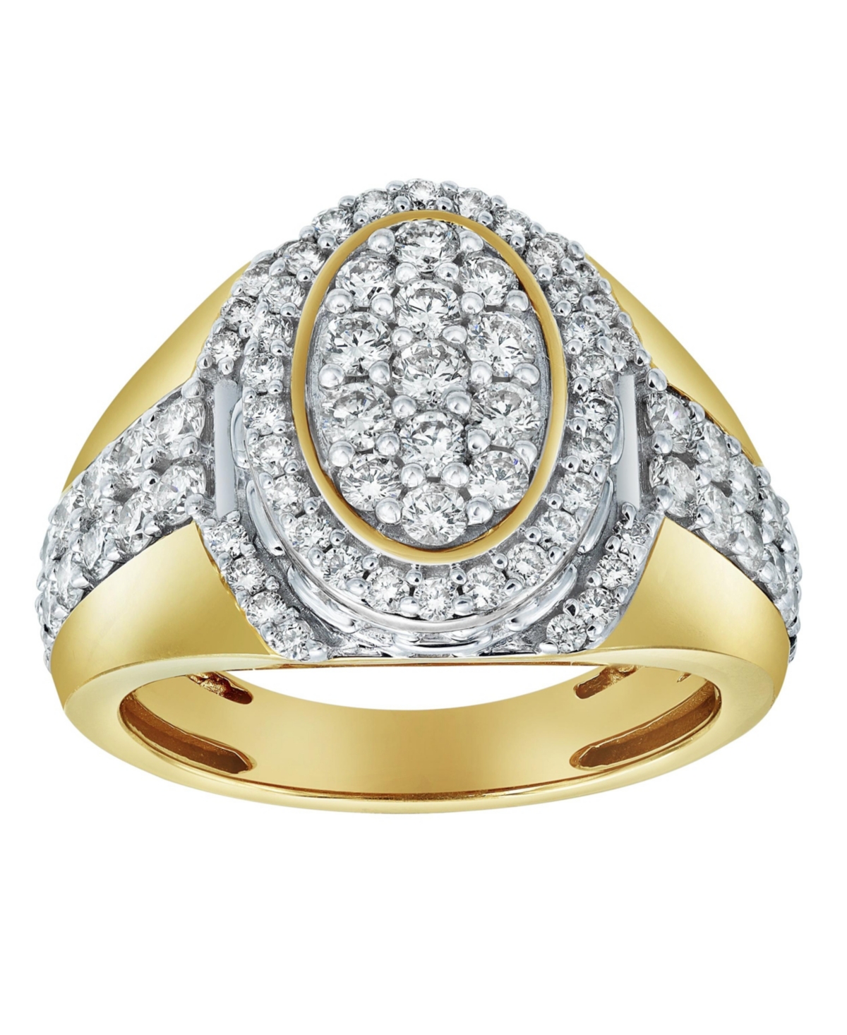 Ice Bowl Natural Certified Diamond 2.01 cttw Round Cut 14k Yellow Gold Statement Ring for Men - Yellow