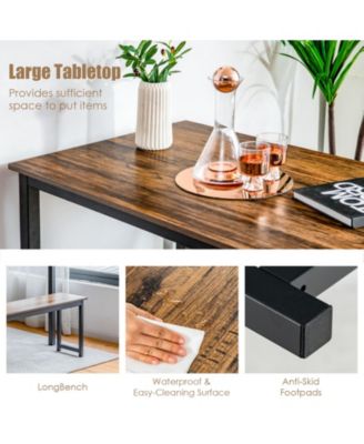 3 Pieces Dining Table Set with 2 Benches for Dining Room Kitchen Bar