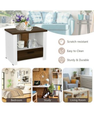 Accent Nightstand with Drawer and Open Shelf