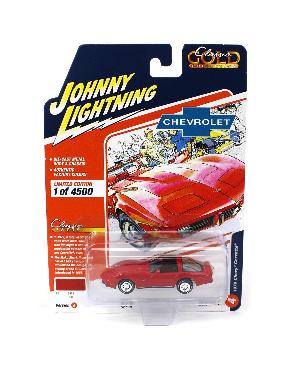Johnny Lightning 1/64 Classic Gold 1979 Chevrolet Corvette,- Red