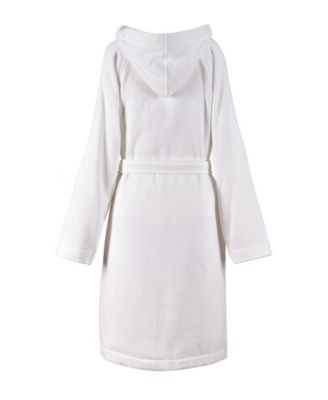 Plain Hooded Cotton Velour Women's Bathrobe