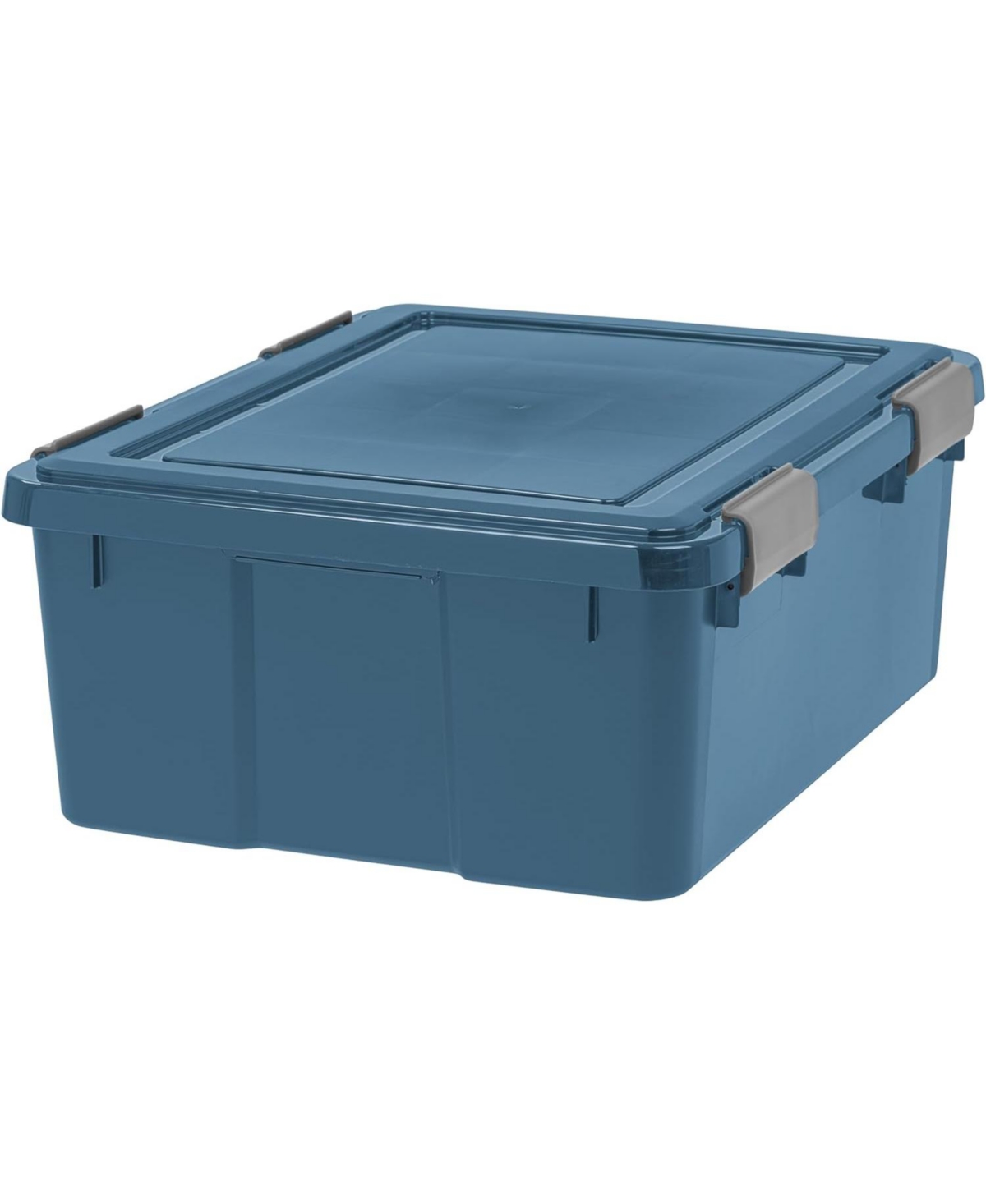 4 Pack 30.6qt Weatherpro Airtight Plastic Storage Bin with Lid and Seal and Secure Latching Buckles, Navy