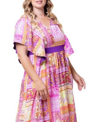 Plus Size Mediterranean Breeze Maxi Dress with Pockets