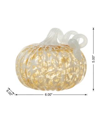 6"D Fall Amber Dots Round Glass Pumpkin