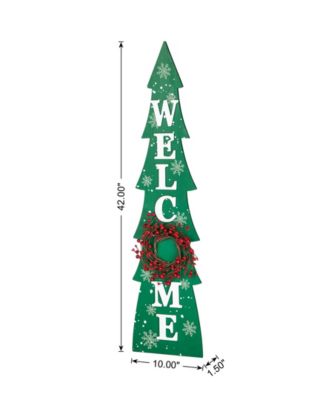42"H Christmas Wooden "WELCOME" Christmas Tree Porch Sign