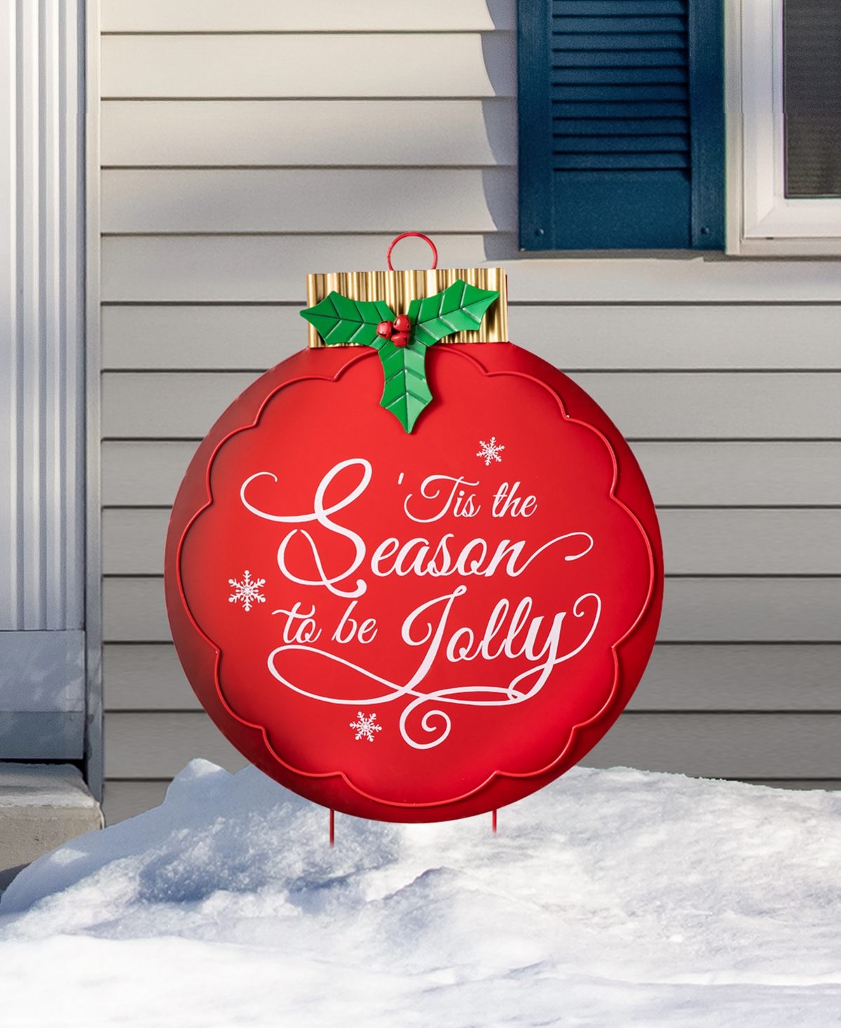 Glitzhome 32"h Large Metal Christmas Ornament Yard Stake Or Wall Decor In Multi