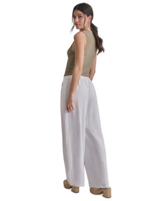 thumbnail image 2 of DKNY Jeans Women's Ponte Pull-On Pants With Zipper Detail - Black Or Aubergine 2 of 9