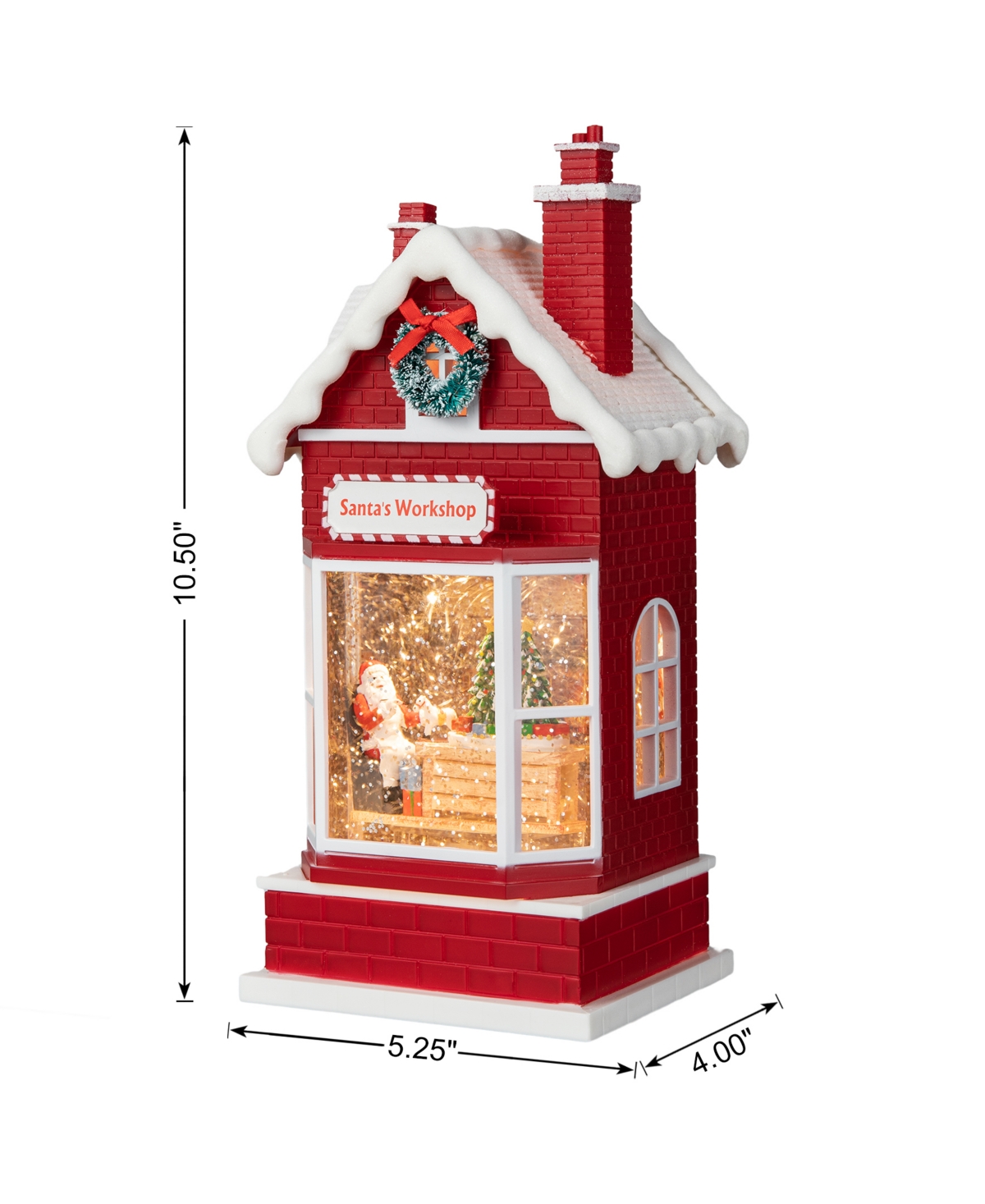 Glitzhome 10.5"h Lighted Santa's Workshop Waterglobe In Multi