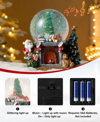 120mm Christmas Resin Lighted Musical Christmas Tree on Fireplace Waterglobe