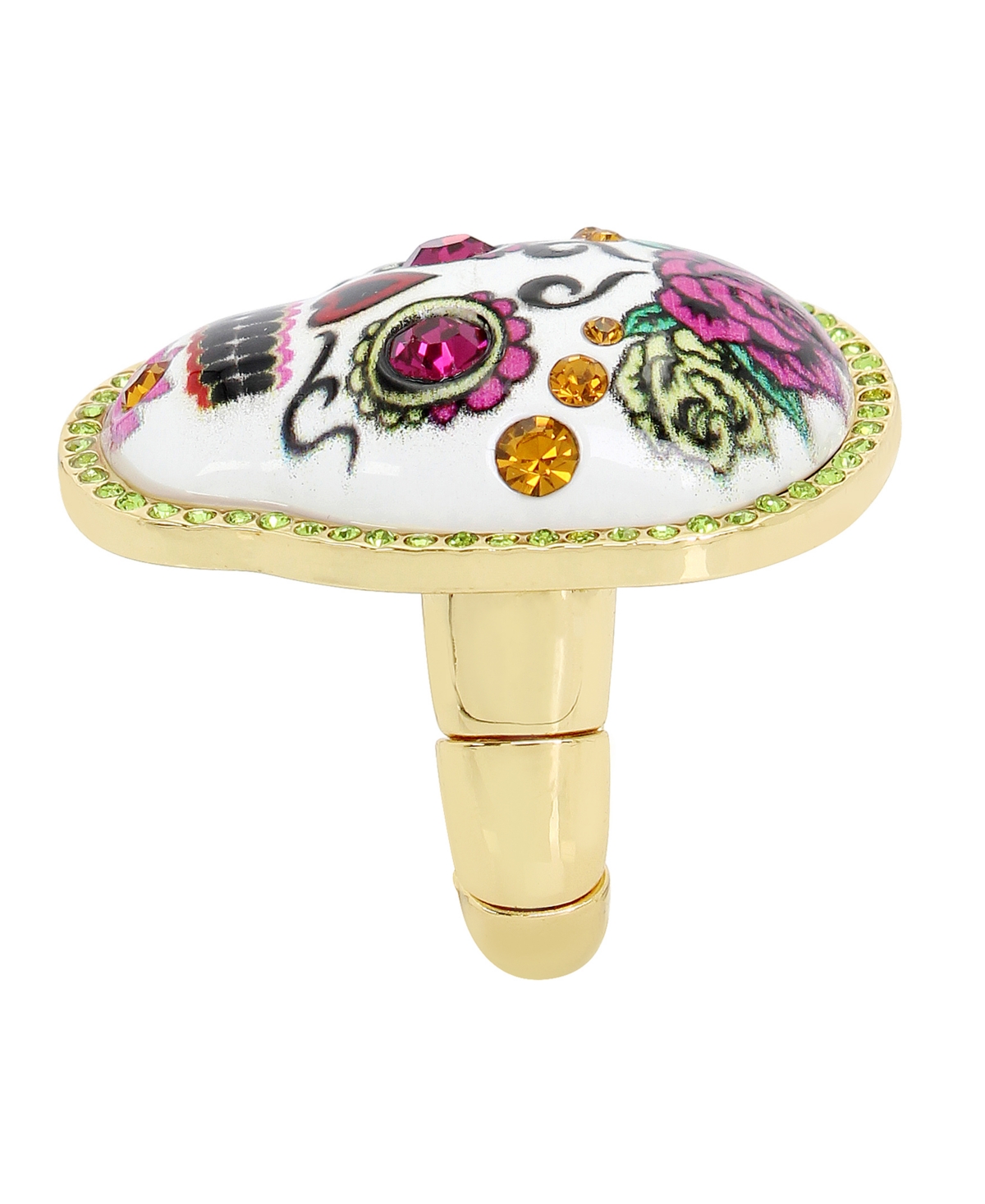 Shop Betsey Johnson Faux Stone Sugar Skull Cocktail Stretch Ring In Multi